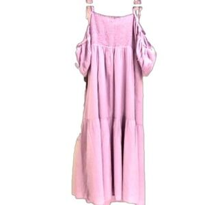 Universal Thread Maxi Dress Cold Shoulder Tie Strap Tiered Lavender S